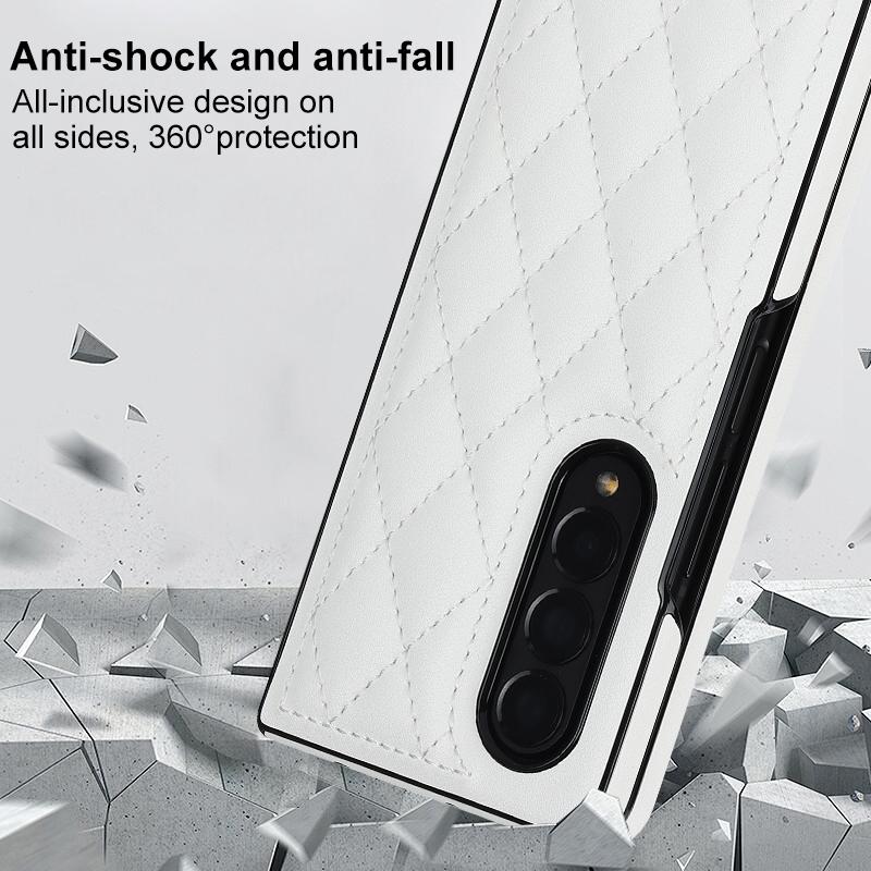 For Samsung Galaxy Z Fold4 5G Foldable Microfiber Phone Case - Rhombic Design - Red