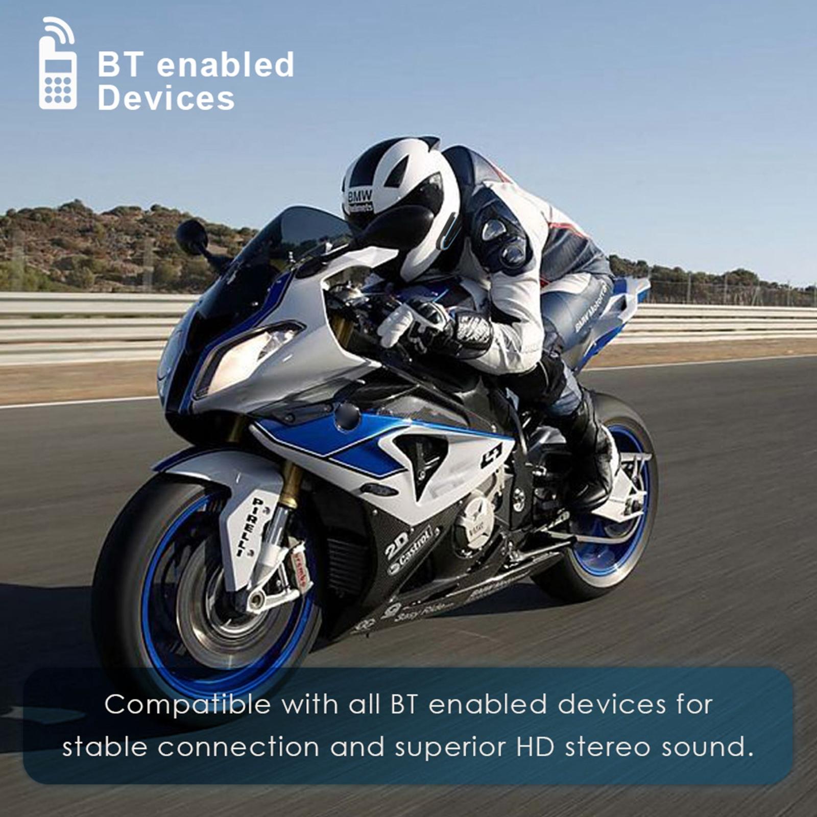 Bluetooth Motorcycle Helmet Headset - Low Power 4.2 - Blue