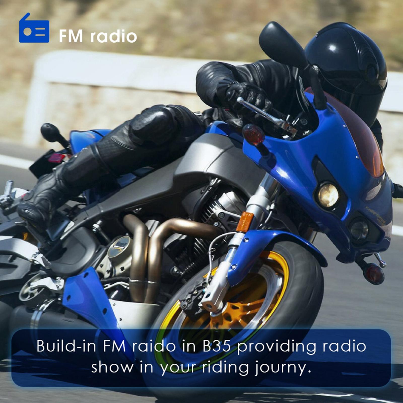 Bluetooth Motorcycle Helmet Headset - Low Power 4.2 - Blue