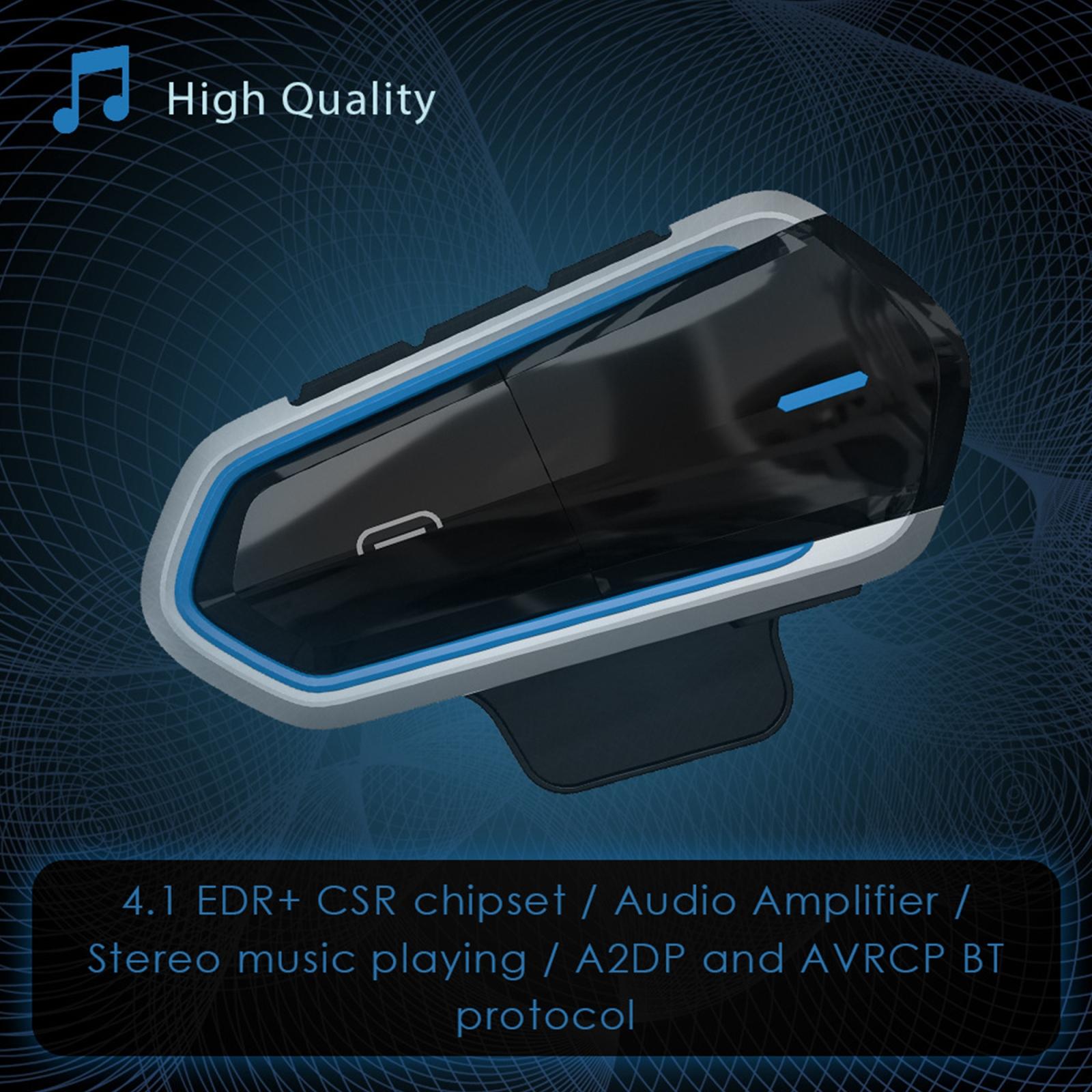 Bluetooth Motorcycle Helmet Headset - Low Power 4.2 - Blue