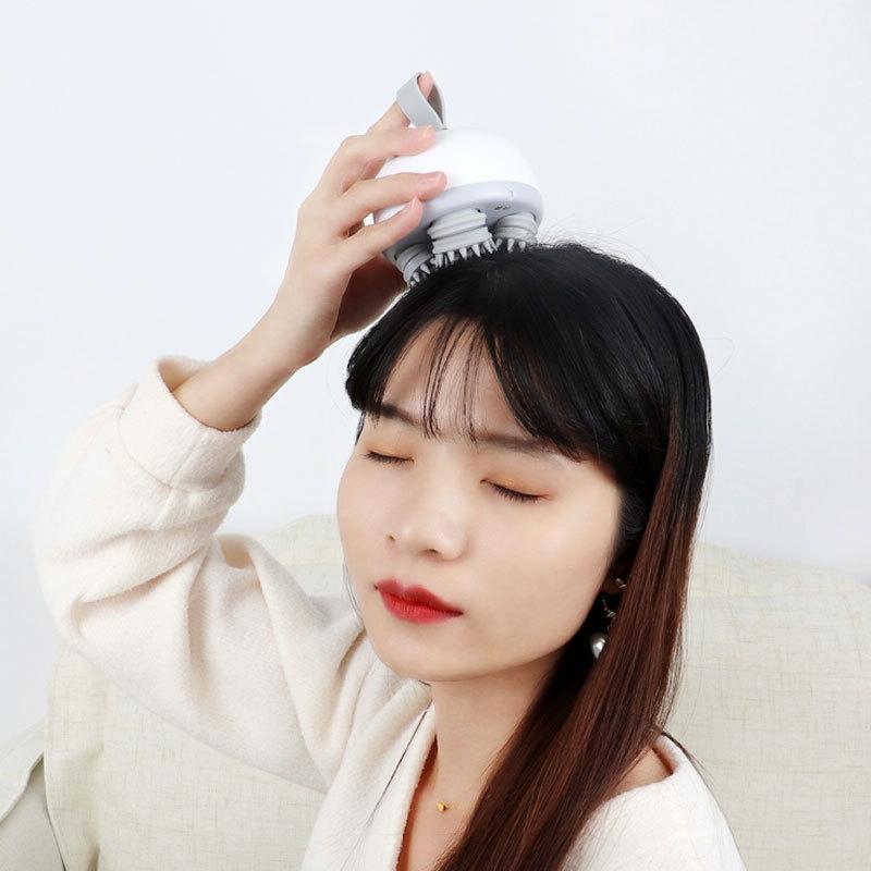 Electric Silicone Head Massager English White