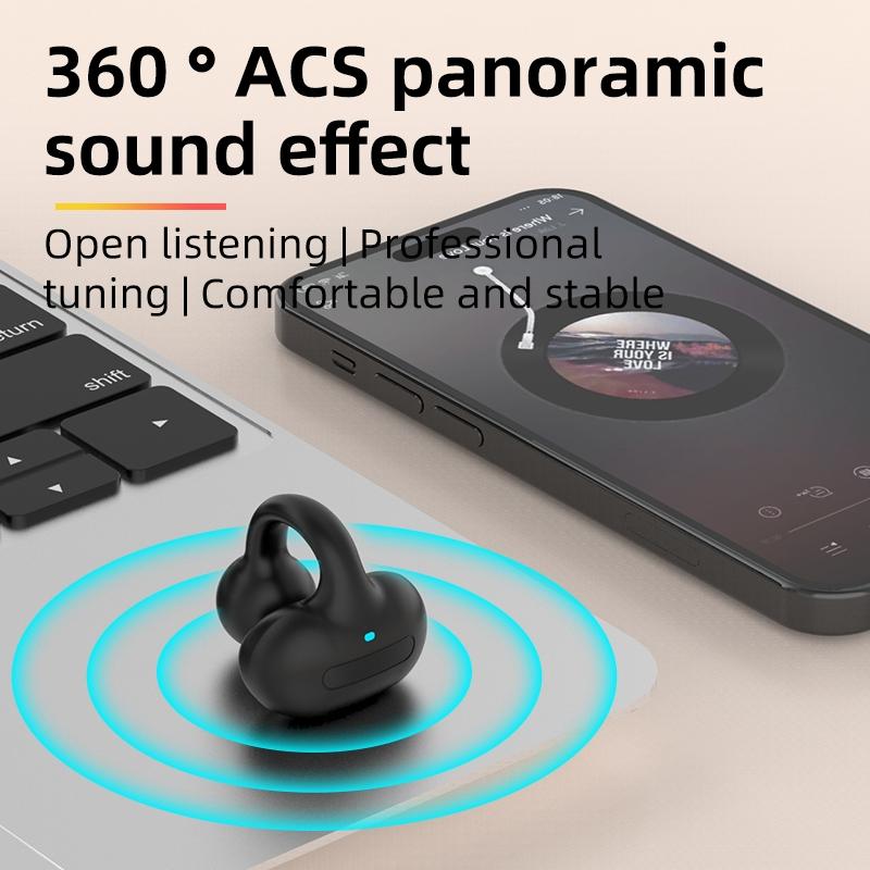 Wireless Single Ear Clip-on Bluetooth Earphone - M-s8 - Gray