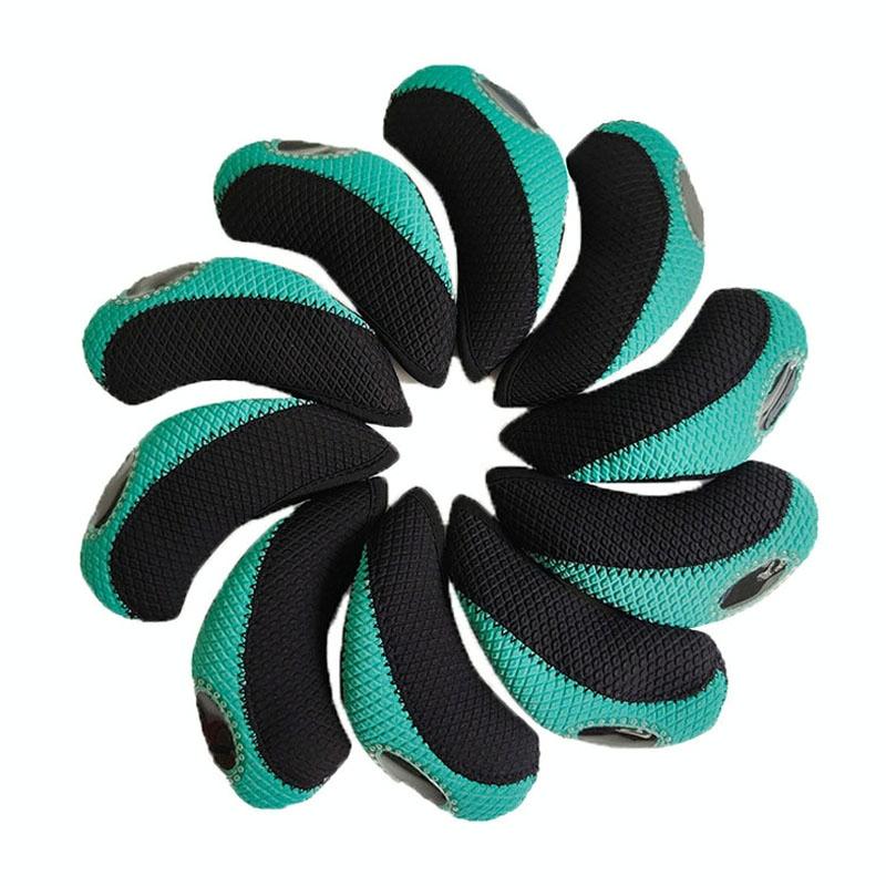 10-piece Neoprene Golf Club Headgear Set - Waterproof &amp; Wear-resistant - Green