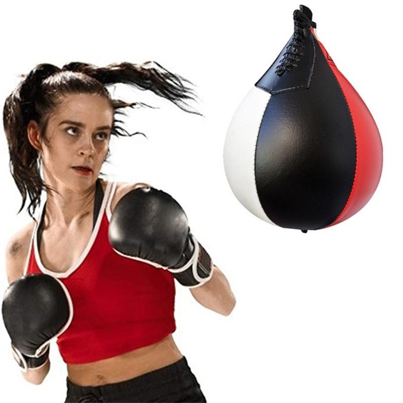 Black And White Suspended Pear-Shaped Speed Ball For Boxing - Red
