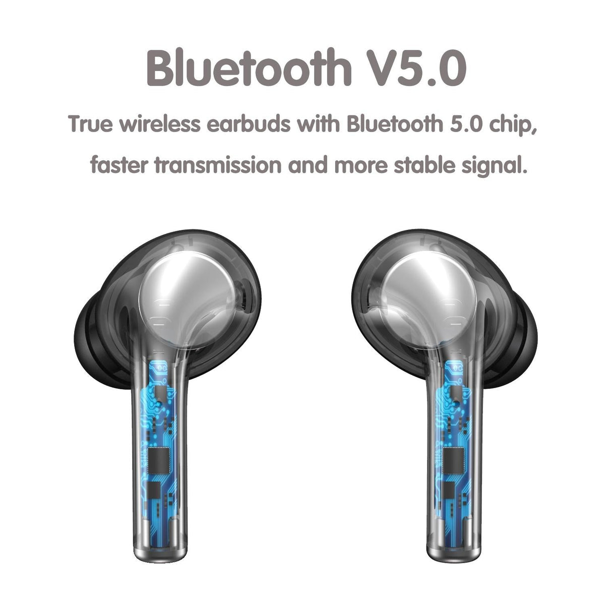 Wireless Sport Earphones with Touch Control and Mic - Bluetooth 5.0 Stereo Bass - White