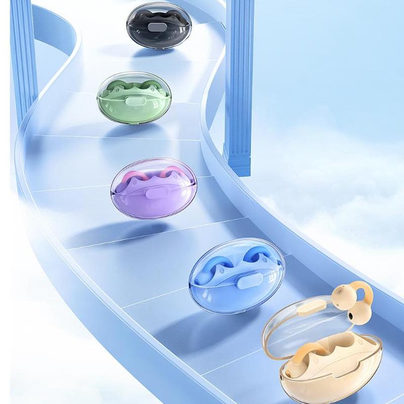 Wireless Bluetooth Earphone - Transparent Ear Clip - Ows Sports - Beige