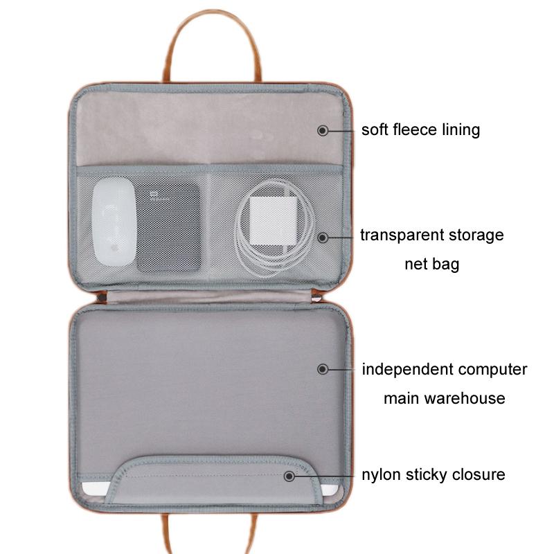 Waterproof Leather Computer Bag - 13 / 13.3 Inches Fully Open & Portable - Gray Black