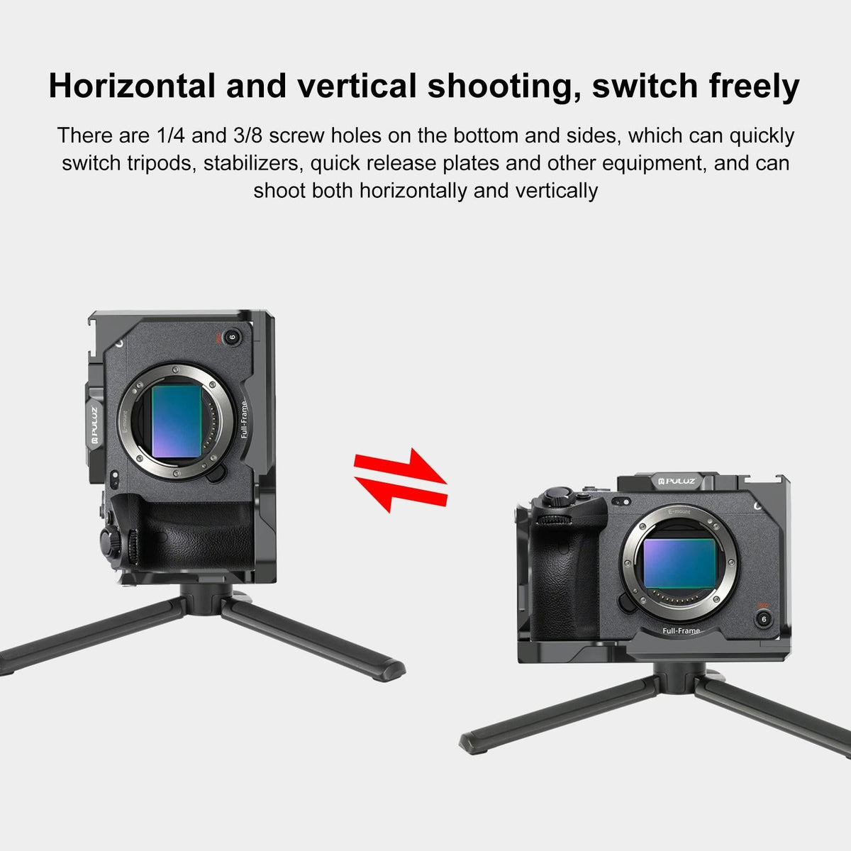 Camera Cage With Nota Slider - Metal Stabilizer Rig Black for Sony Ilme-Fx30 / Fx3