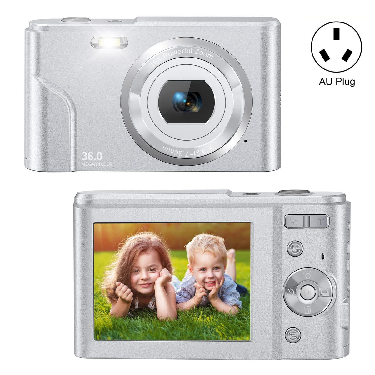 36mp 2.7k Full Hd Digital Camera with 16x Zoom for Children - 2.4 Inch Screen - Black