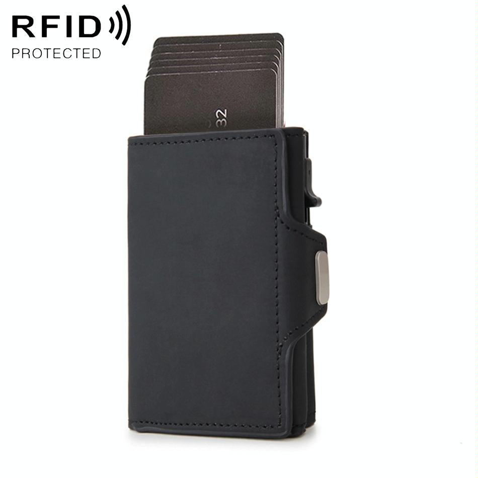 Carbon Fiber Rfid Zipper Card Holder - Sleek and Secure - Black