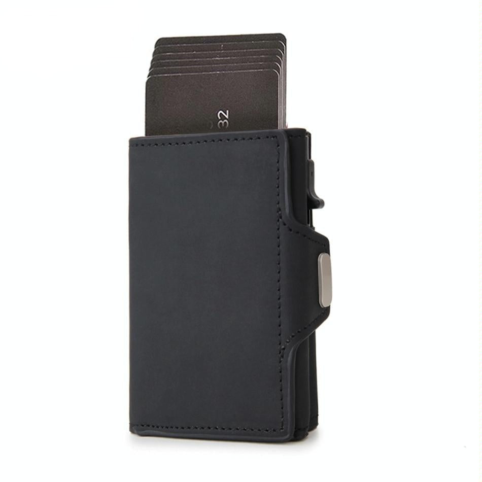 Carbon Fiber Rfid Zipper Card Holder - Sleek and Secure - Black