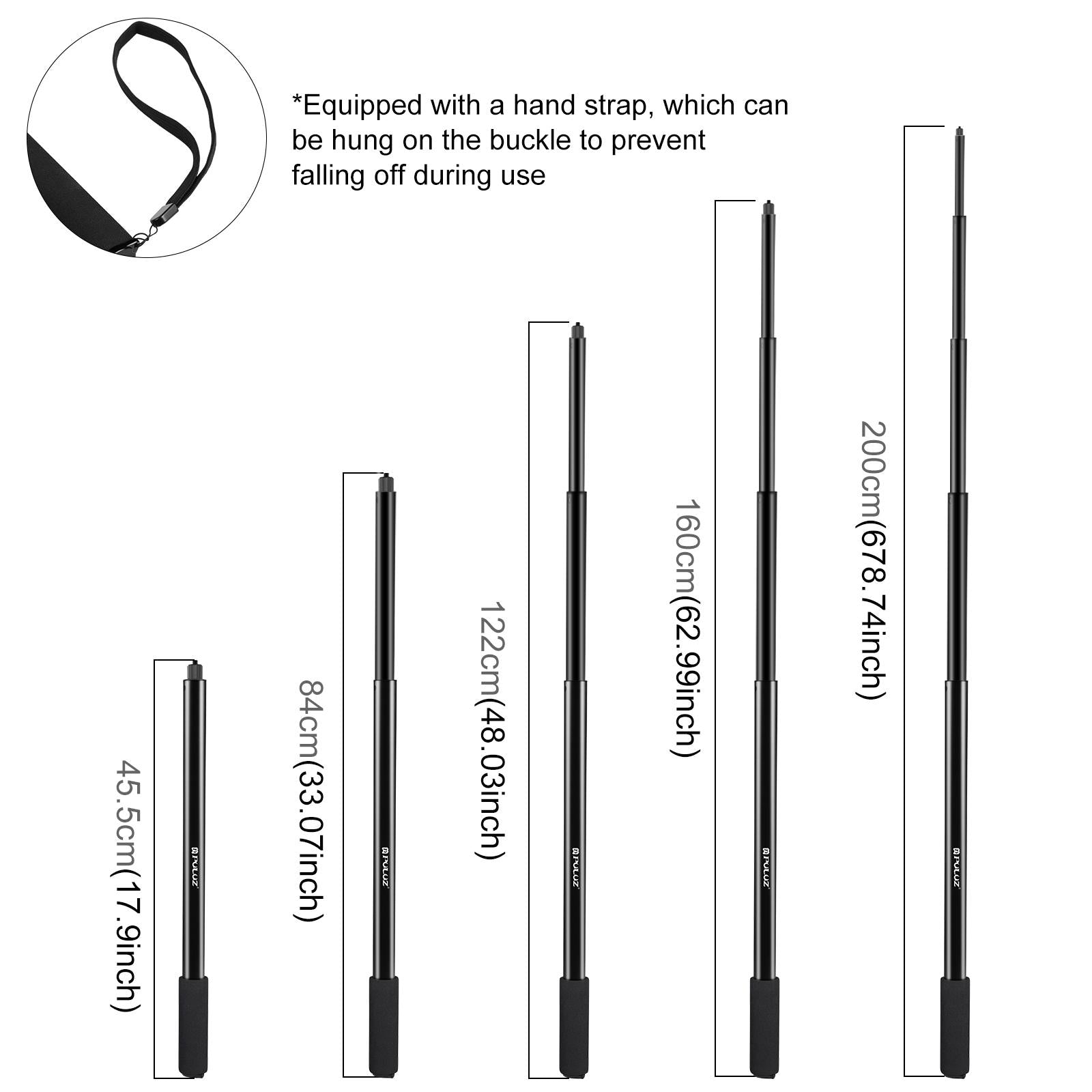 2m Extendable Selfie Stick for Insta360 one Rs X2 X3 X4