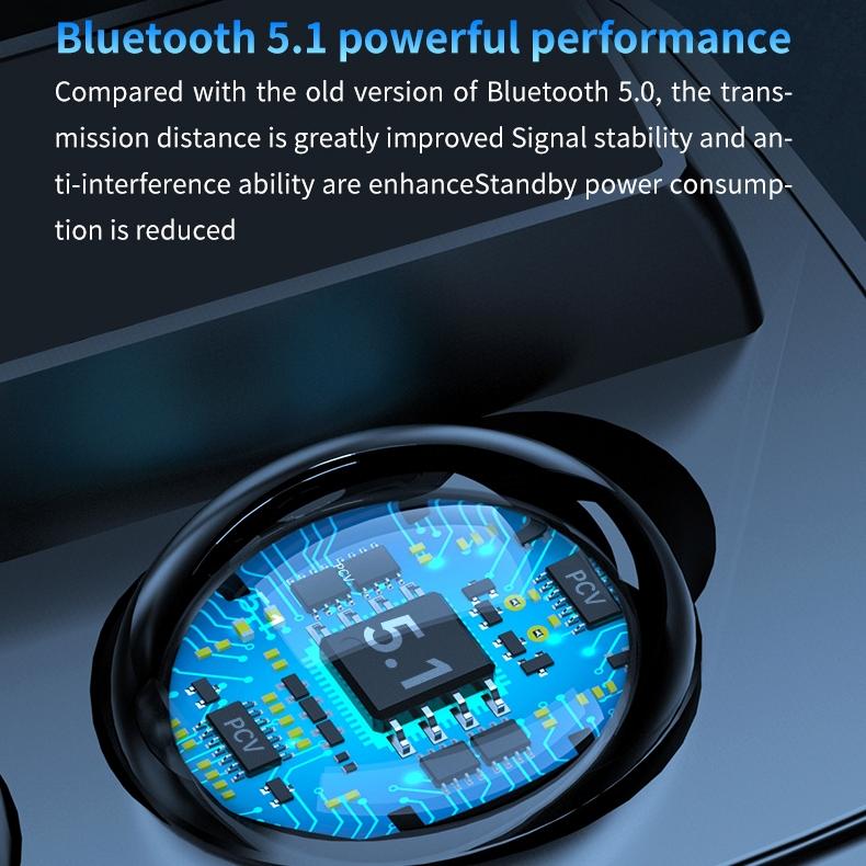 Wireless Bluetooth 5.0 Earphones with Digital Display and Flashlight