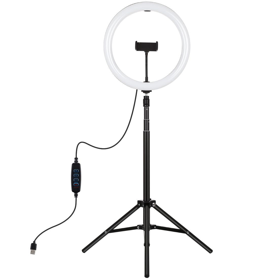 11.8 Led Ring Light with Tripod and Phone Clamp - 3 Modes Dual Colour Temperature Dimmable - Black