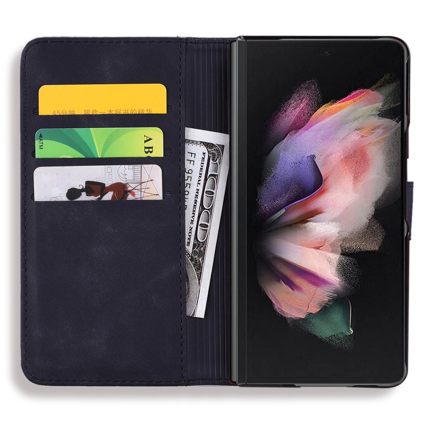 For Samsung Galaxy Z Fold4 5G Dual Fold Mandala Leather Case - Embossed Design - Black