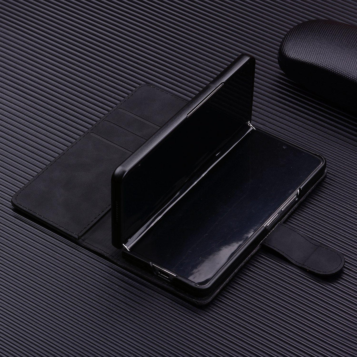 For Samsung Galaxy Z Fold4 5G Dual Fold Mandala Leather Case - Embossed Design - Black