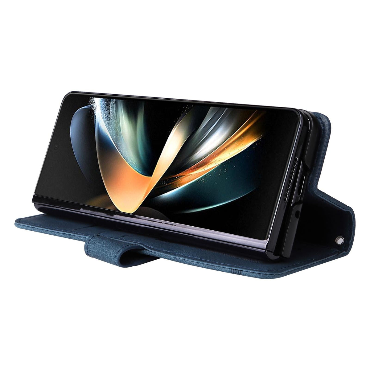 For Samsung Galaxy Z Fold4 5G Metal Button Leather Case - Tree Design - Purple