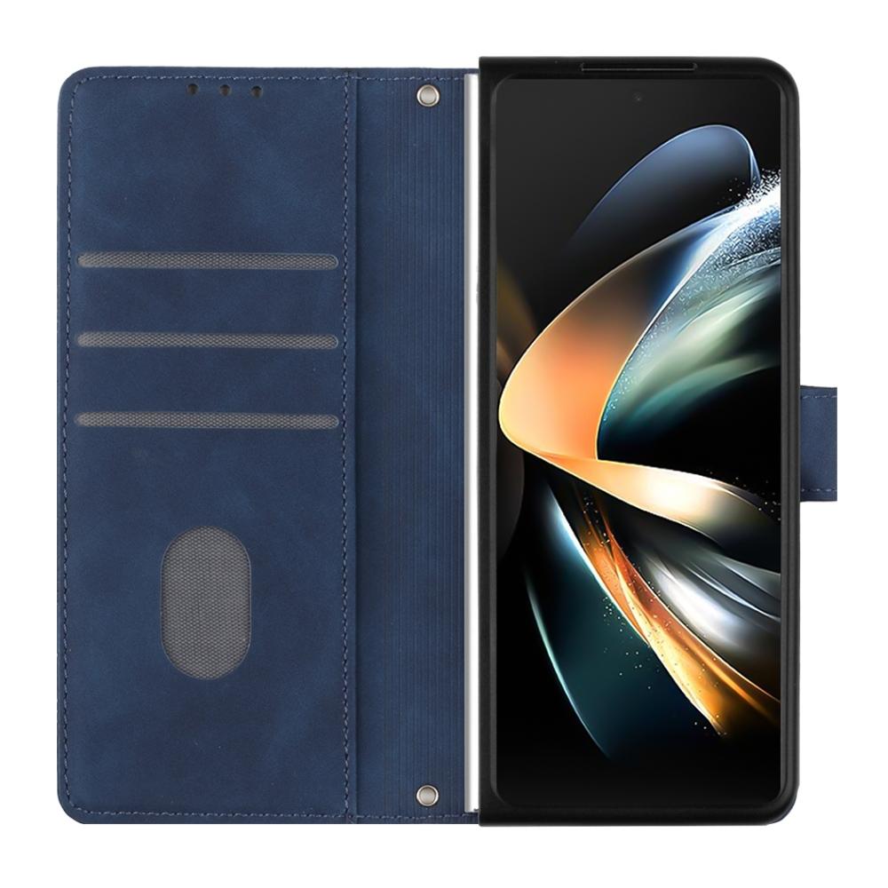 For Samsung Galaxy z Fold4 5G Embossed Leather Flip Crossbody Phone Case - 3d Design - Dark Green