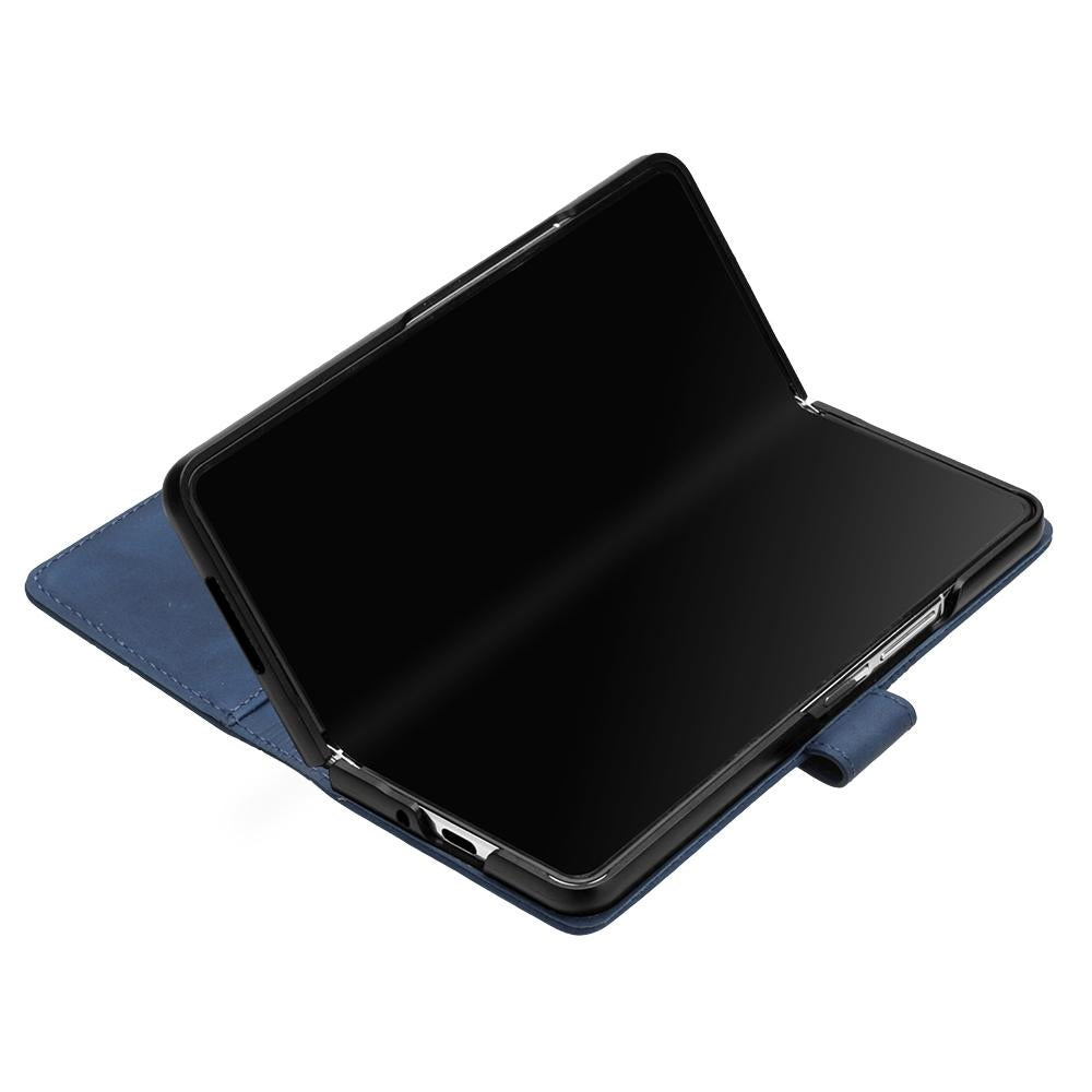 For Samsung Galaxy z Fold4 5G Embossed Leather Flip Crossbody Phone Case - 3d Design - Dark Green