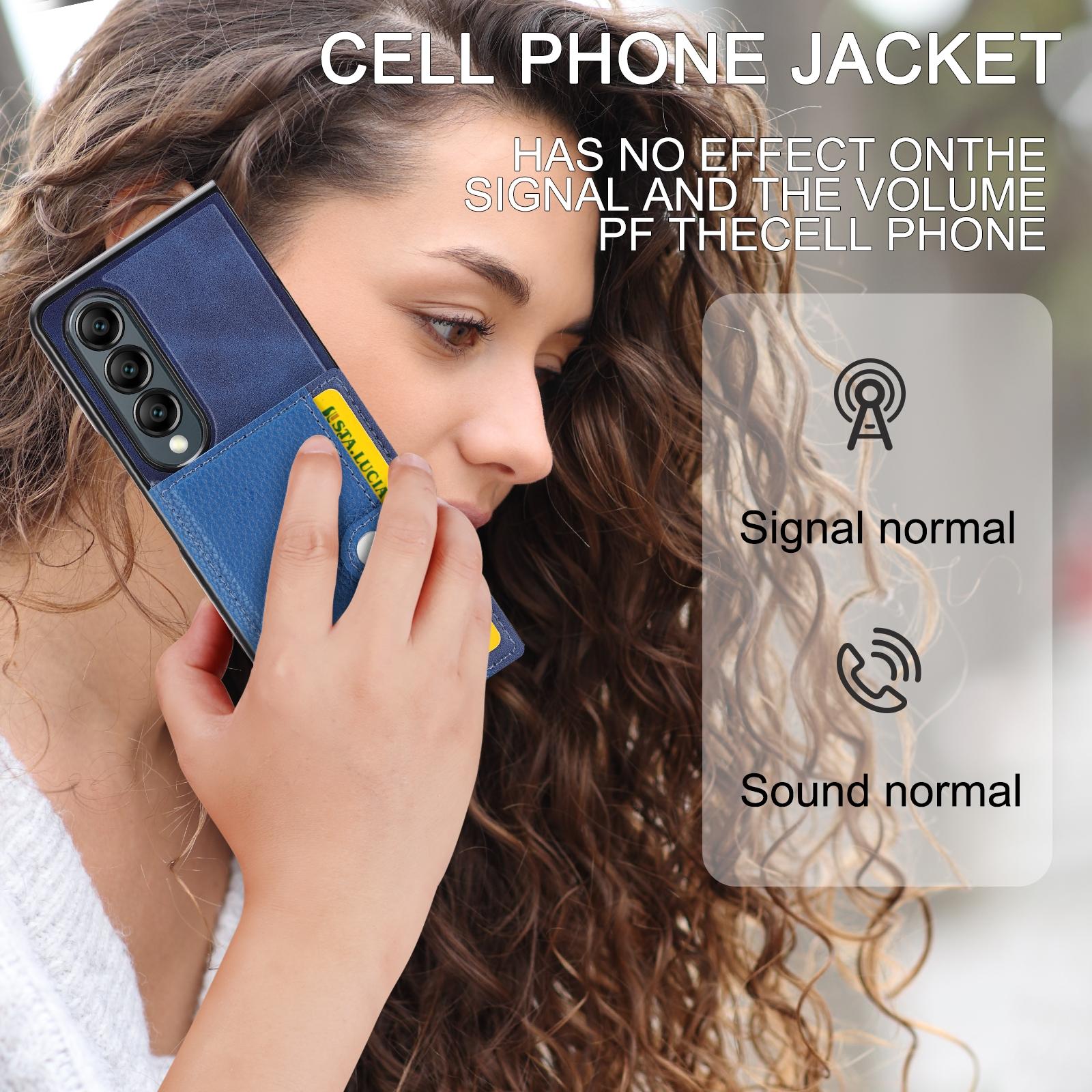 For Samsung Galaxy Z Fold4 5G Samsung Galaxy Z Fold4 Litchi Pattern Single Button Card Holder Phone Case - Red