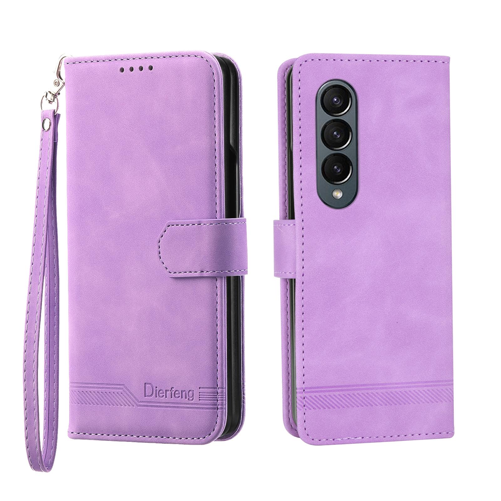 For Samsung Galaxy Z Fold4 5G Premium Leather Tpu Case - Purple