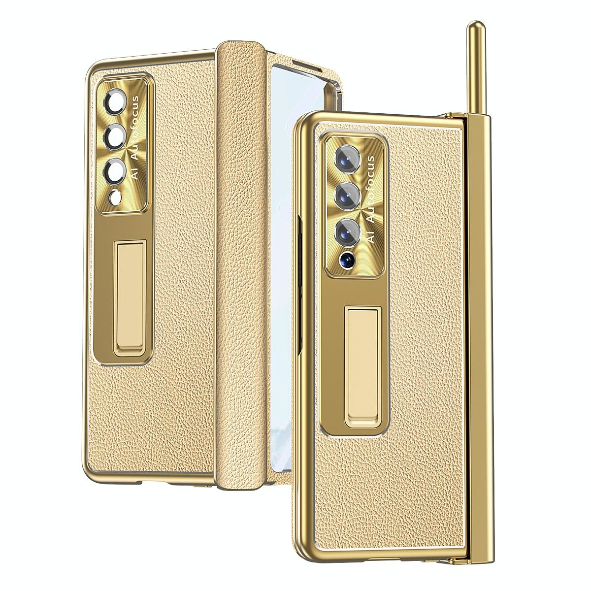 For Samsung Galaxy Z Fold4 5G Shockproof Magnetic Litchi Pattern Phone Case - Silver