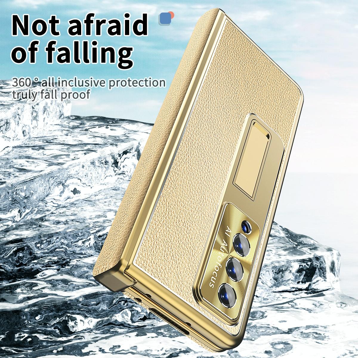 For Samsung Galaxy Z Fold4 5G Shockproof Magnetic Litchi Pattern Phone Case - Silver