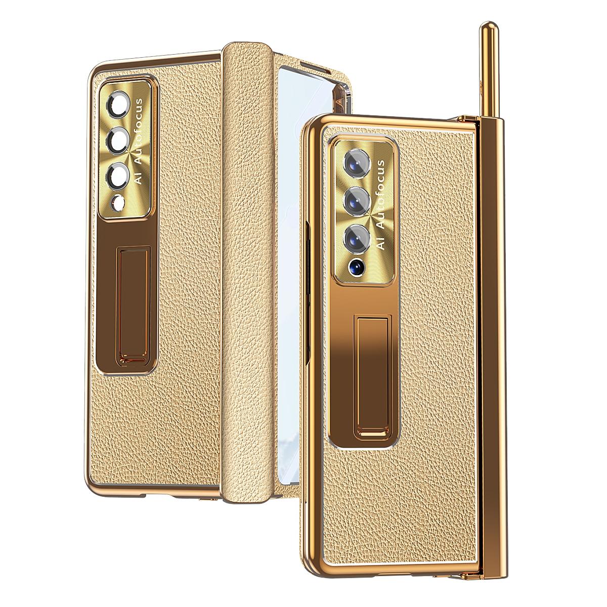 For Samsung Galaxy Z Fold4 5G Shockproof Magnetic Litchi Pattern Phone Case - Silver