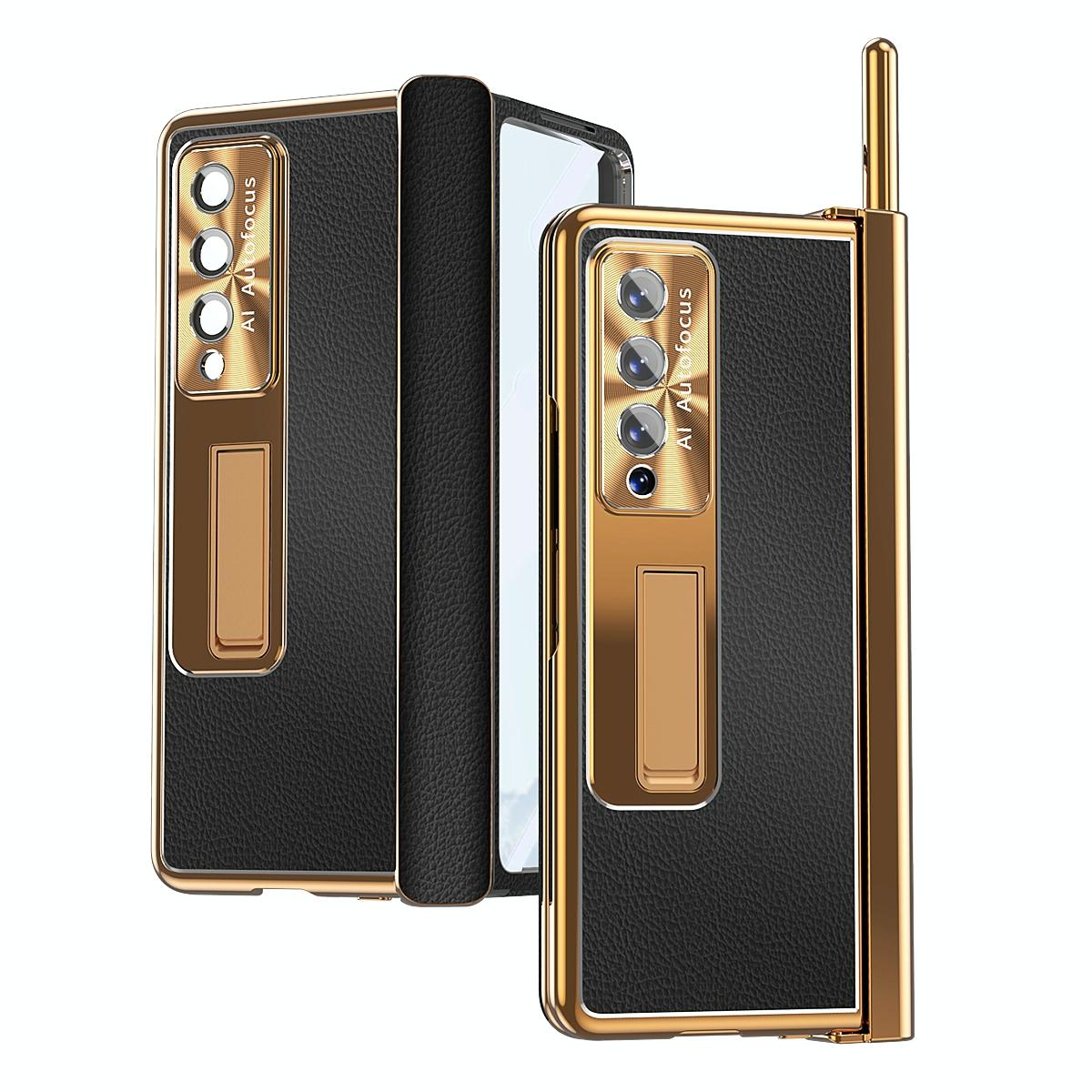 For Samsung Galaxy Z Fold4 5G Shockproof Magnetic Litchi Pattern Phone Case - Silver