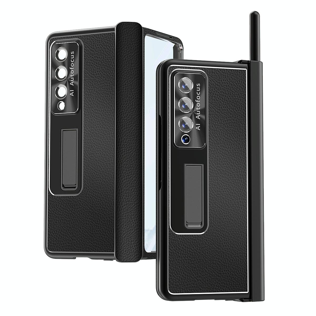 For Samsung Galaxy Z Fold4 5G Shockproof Magnetic Litchi Pattern Phone Case - Silver