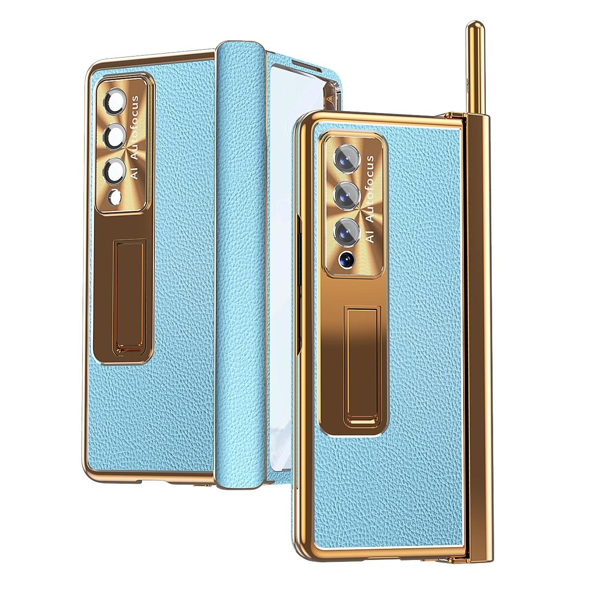 For Samsung Galaxy Z Fold4 5G Shockproof Magnetic Litchi Pattern Phone Case - Silver