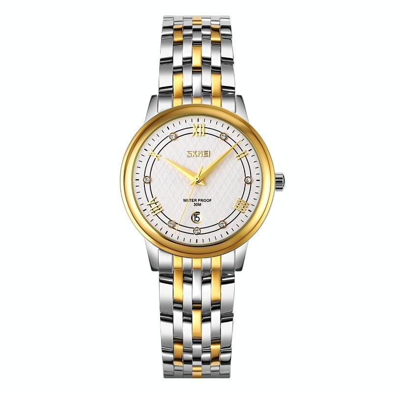Waterproof Quartz Watch with Stainless Steel Buckle Strap for Women - Gold And Silver