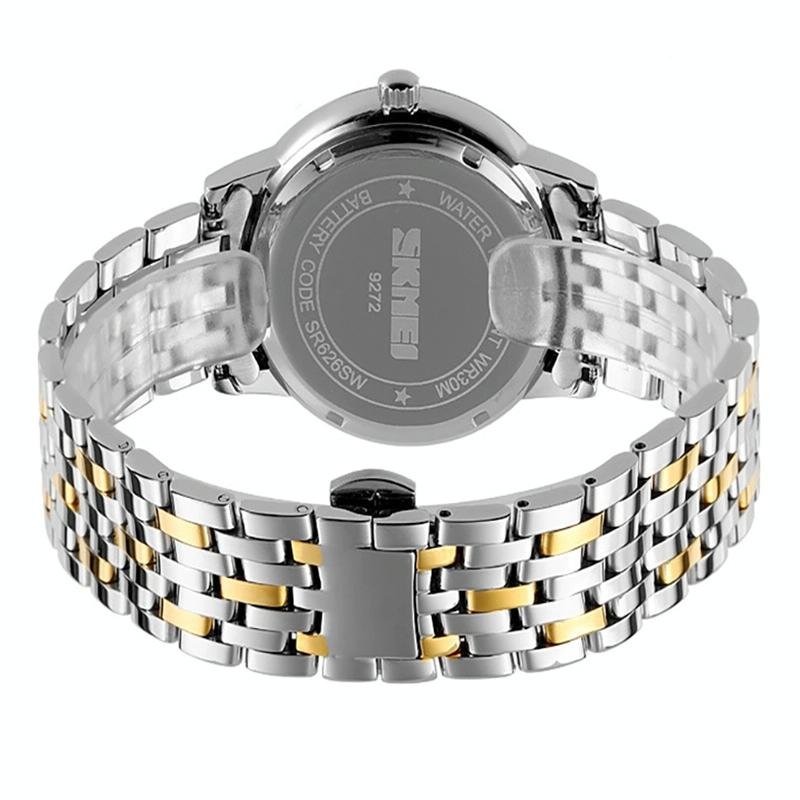 Waterproof Quartz Watch with Stainless Steel Buckle Strap for Women - Gold And Silver