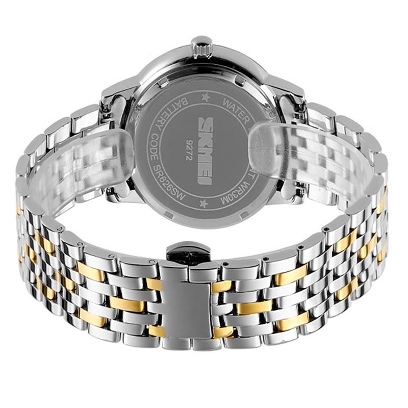 Waterproof Quartz Watch with Stainless Steel Buckle Strap for Women - Gold And Silver