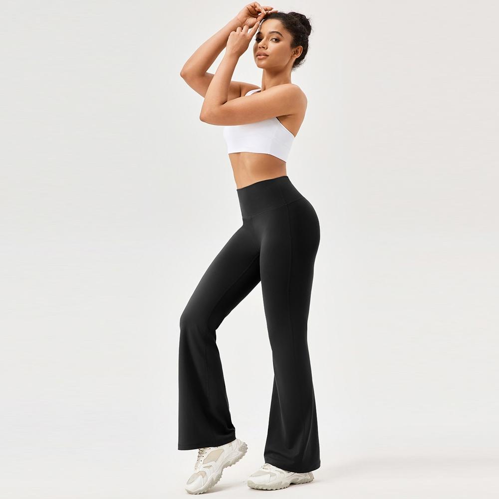 High Waisted Elastic Yoga Flared Pants Size L - Forest Green - M