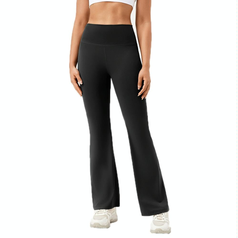 High Waisted Elastic Yoga Flared Pants Size L - Forest Green - M