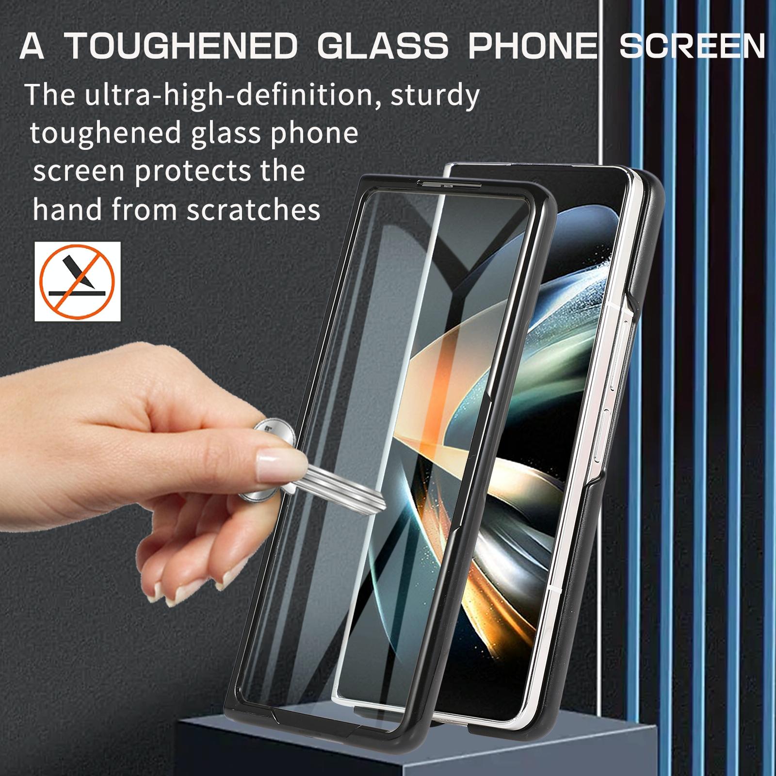 For Samsung Galaxy Z Fold4 5G Leather Folding Phone Case - Brown