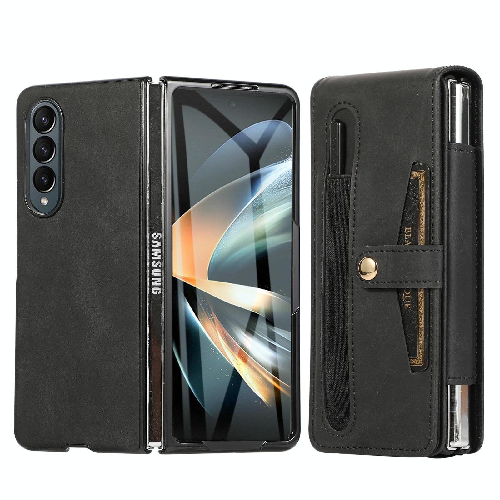 For Samsung Galaxy Z Fold4 5G Leather Folding Phone Case - Brown
