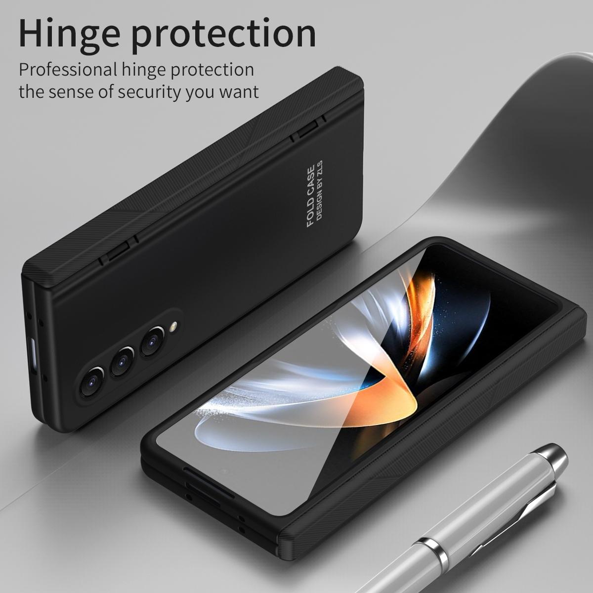 For Samsung Galaxy Z Fold4 5G Foldable Phone Case With Pen And Stylus - Black
