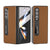 For Samsung Galaxy Z Fold4 5G Carbon Fiber Phone Case With Holder - Dark Brown
