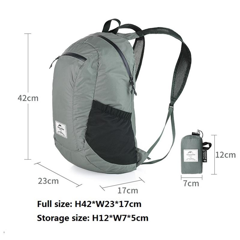 Waterproof Foldable Backpack Ultra Light & Portable 22L Capacity Black