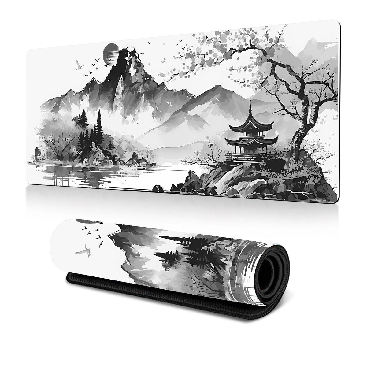 Cherry Blossom Ink Painting Mouse Pad Non Slip - Pattern 3 - 300X700X2Mm