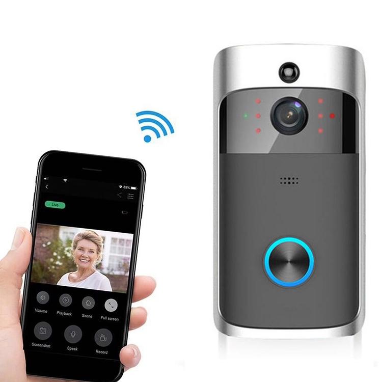 Smart Wifi Video Doorbell With Night Vision &amp; Wide-Angle Camera - 720P Low Power Mobile Remote - Black