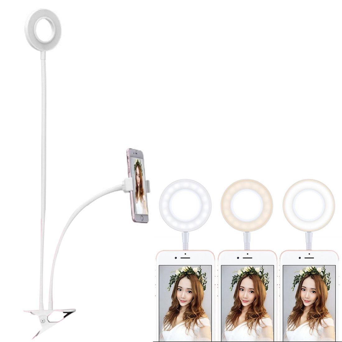 Universal Cell Phone Holder with Selfie Ring Light for Studio Recording and Live Broadcast - Black