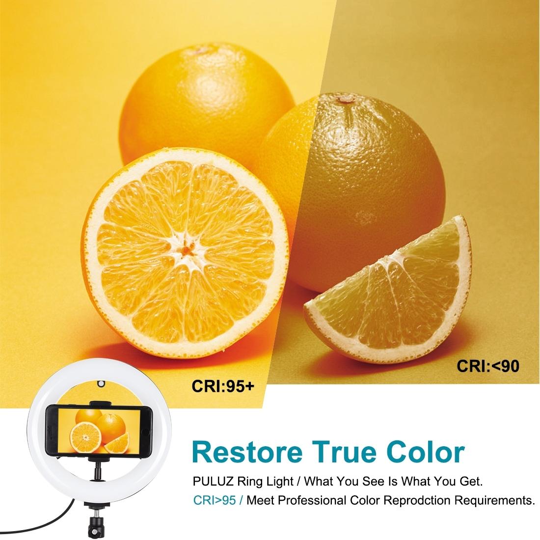 7.9 Usb 3 Modes Dimmable Dual Colour Led Ring Light with Mirror for Vlogging and Photography - Black