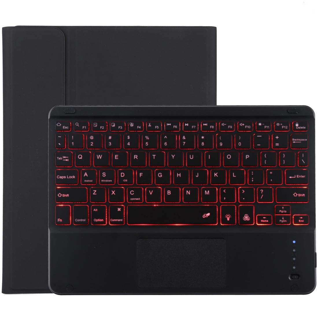 Bluetooth Tablet Case For Ipad 10.2 / Ipad Air 2019 With Touch Pad &amp; Backlight &amp; Pen Holder - Detachable Microfiber Leather - Black