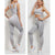 Yoga Fitness Set Women Sports Bra & Leggings Size L - Gray - M