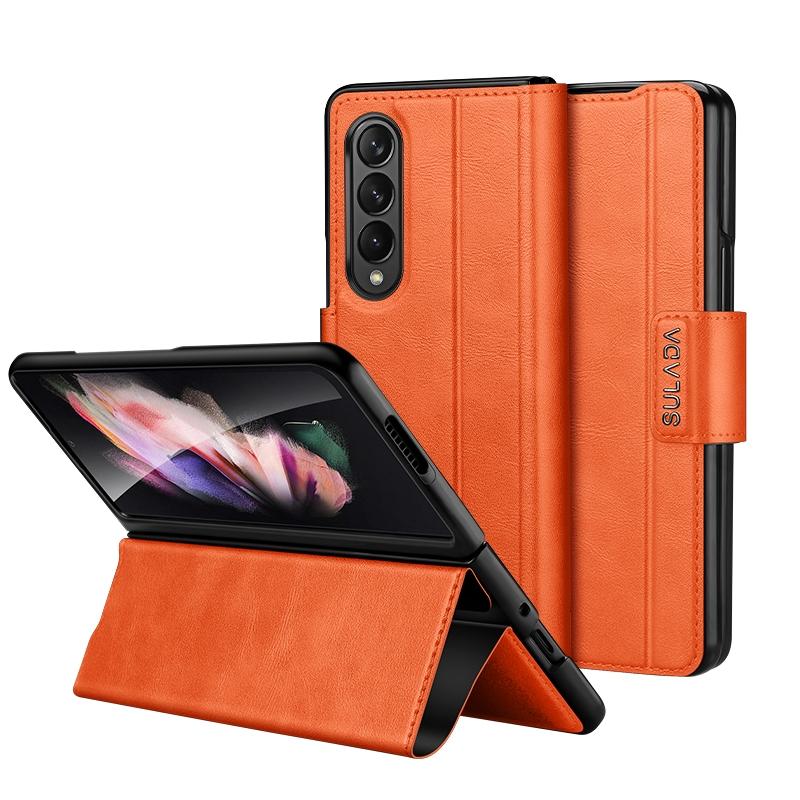 For Samsung Galaxy z Fold4 5G Magnetic Snap Leather Flip Case - All-inclusive - Red