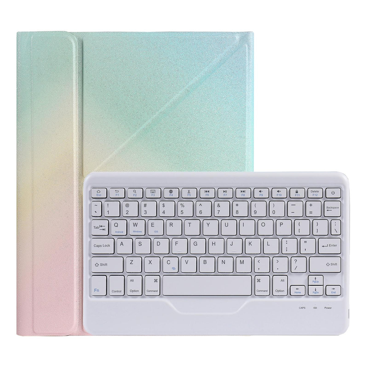 10.2 / 10.5 Inch Bluetooth Keyboard Tablet Case With Triangle Holder &amp; Pen Slot - Gradient Rainbow