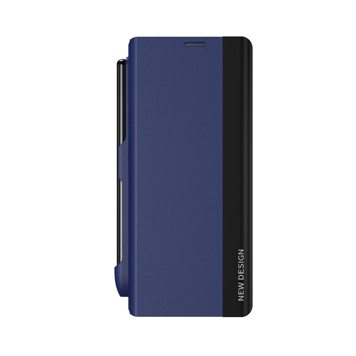 For Samsung Galaxy Z Fold4 5G Leather Phone Case With Pen Slot - Shockproof - Black